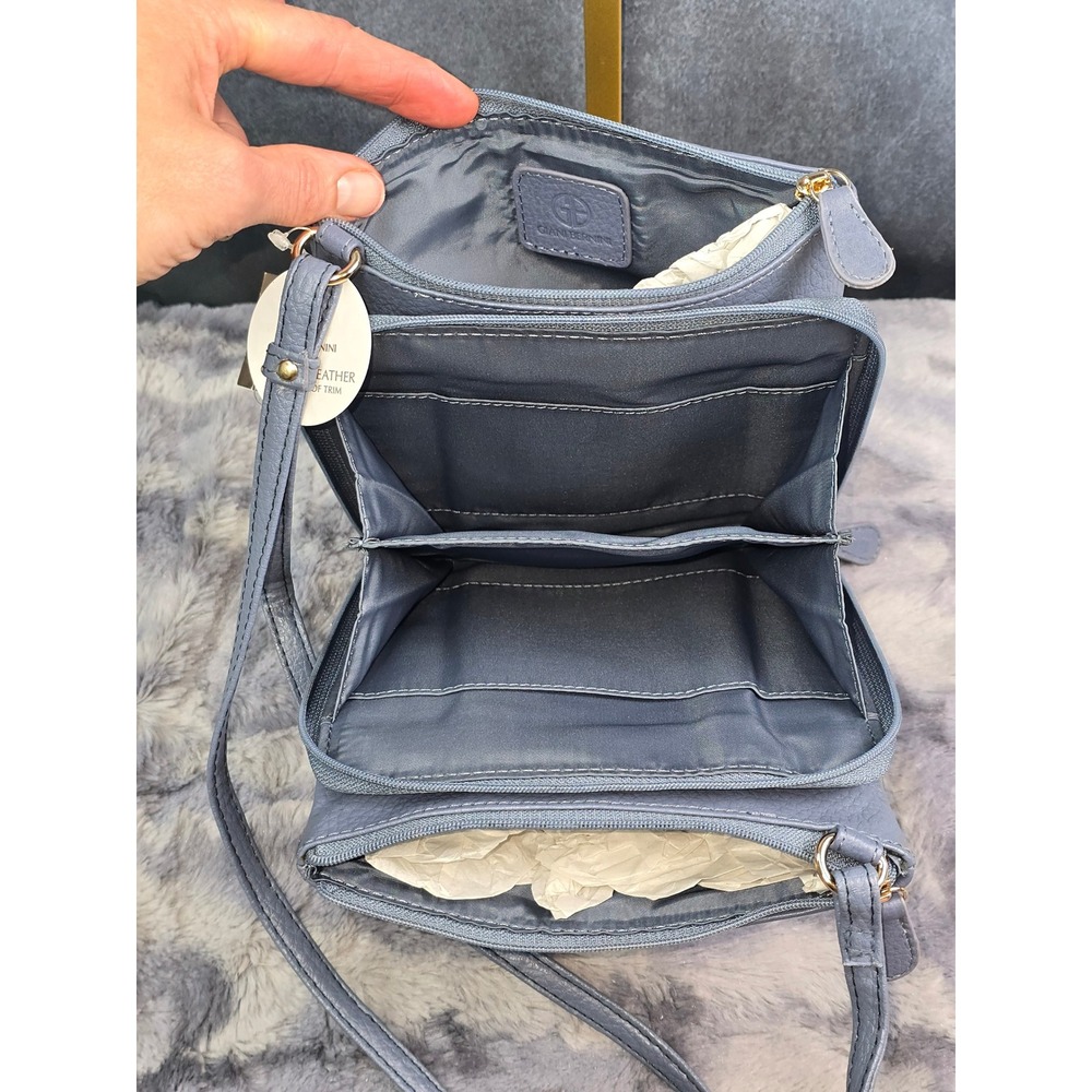 NWT Giani Bernini Crossbody Bag Folkstone Blue Gray Leather Softy Core - Picture 3 of 8